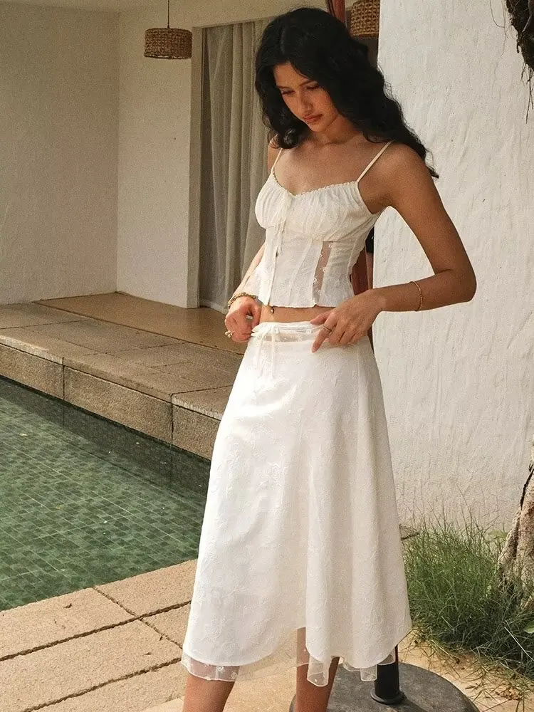 Embroidery White Dress - Chicheca Sommer Weißes Kleid Set Frauen