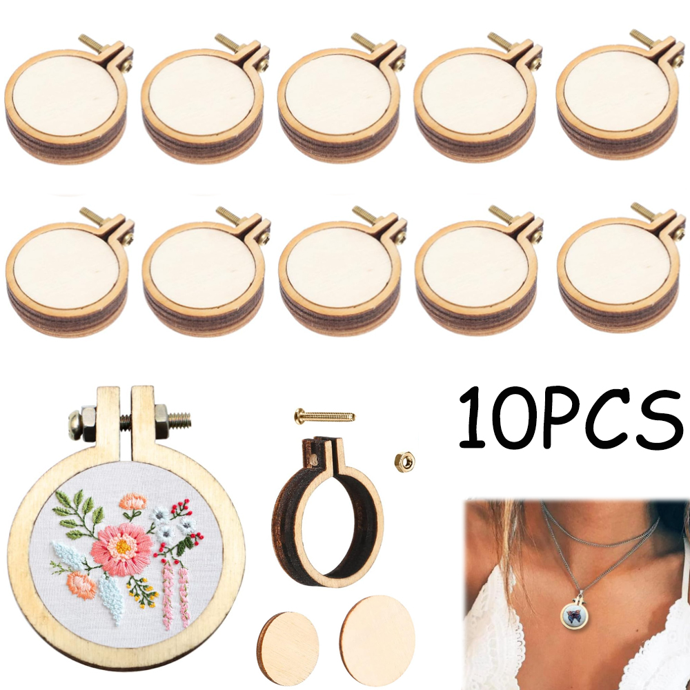 Stitch Marker Ring - 10 Teile/satz Holz Mini Stickerei Hoop