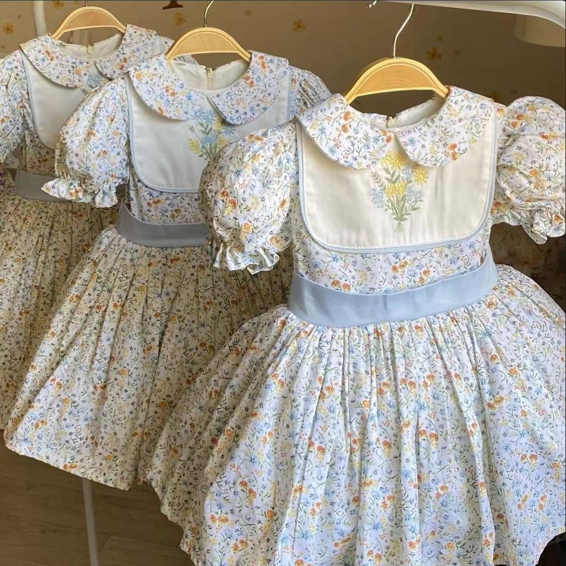 Embroidery Yellow Dress - 0-12Y Baby Mädchen Sommer Blumenstickerei Türkische