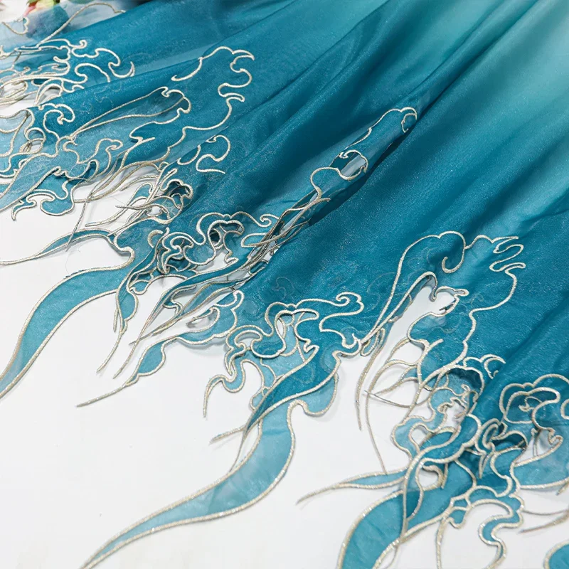 Embroidery Wedding - Chinesischer Stil Stickerei Lotusblatt Farbverlauf Stoff