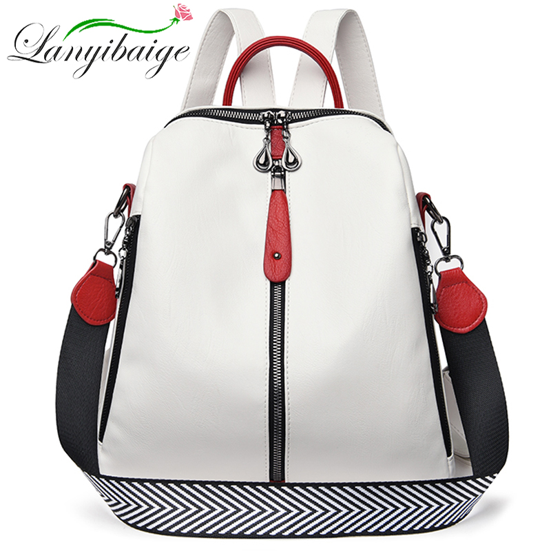 Embroidery Keychain - Mode Rucksack Frauen weichen Leder Rucksack