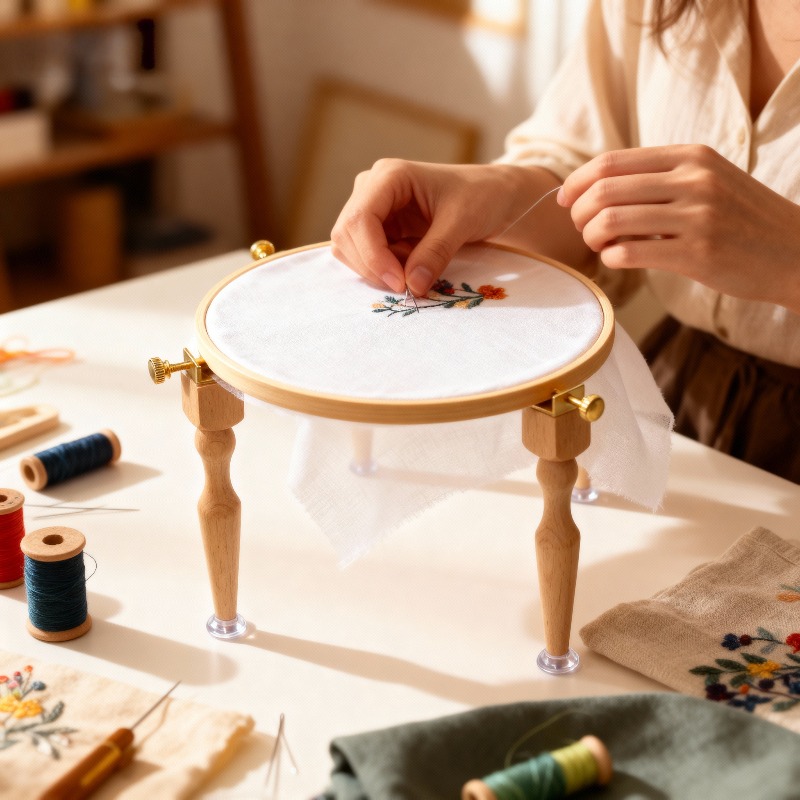 Embroidery Hoop Stand - Original Luneville Stickerei-Ständer, Tischständer aus Massivholz,