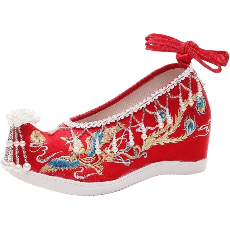 Embroidery Wedding - Frauen Neue Rote Gestickte Hochzeit Schuhe