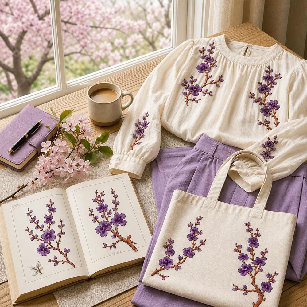 Embroidery Patches - DIY Kirschblüten-Aufnäher zum Aufbügeln und Aufnähen,
