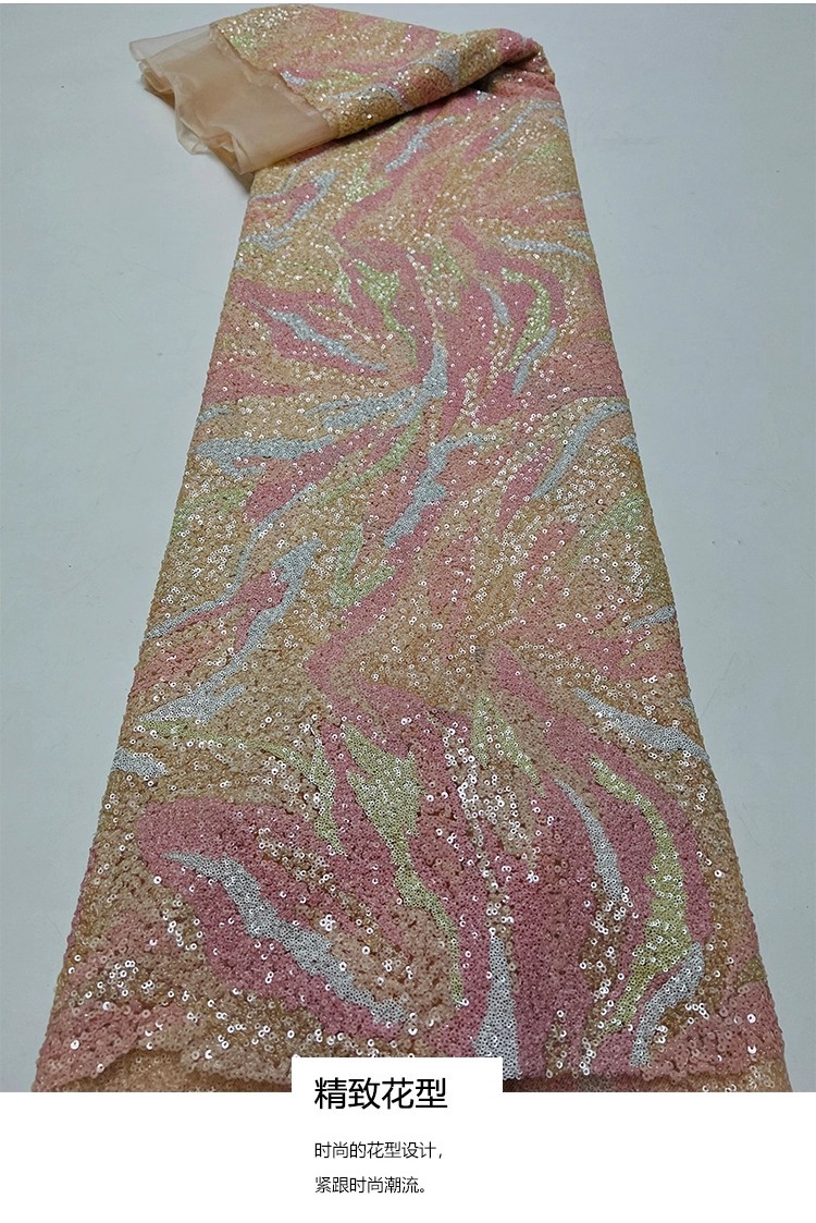 Embroidery Wedding - 1 Yard Vintage farbiger gestreifter Paillettenstickerei-Tissu