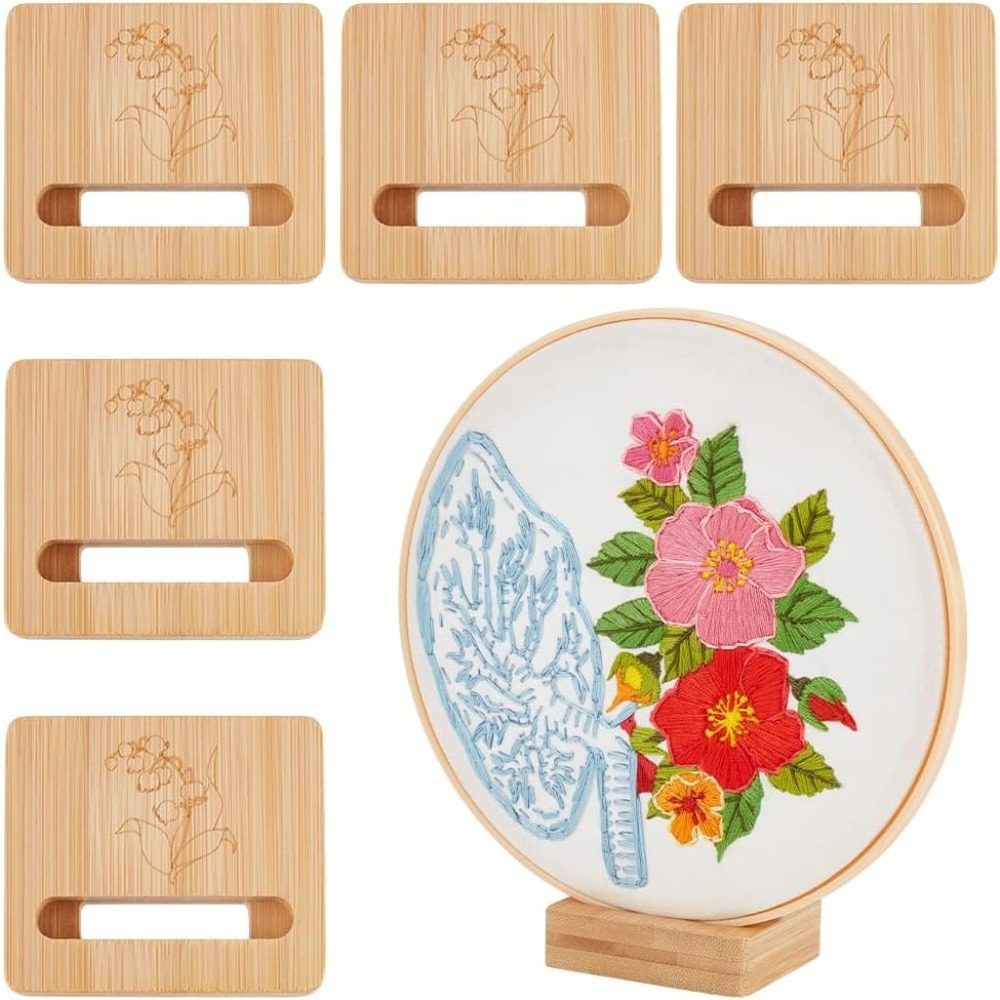 Embroidery Hoop Stand - 6 Stück Stickrahmen, rechteckiger Ausstellungsständer, Holzreifen,