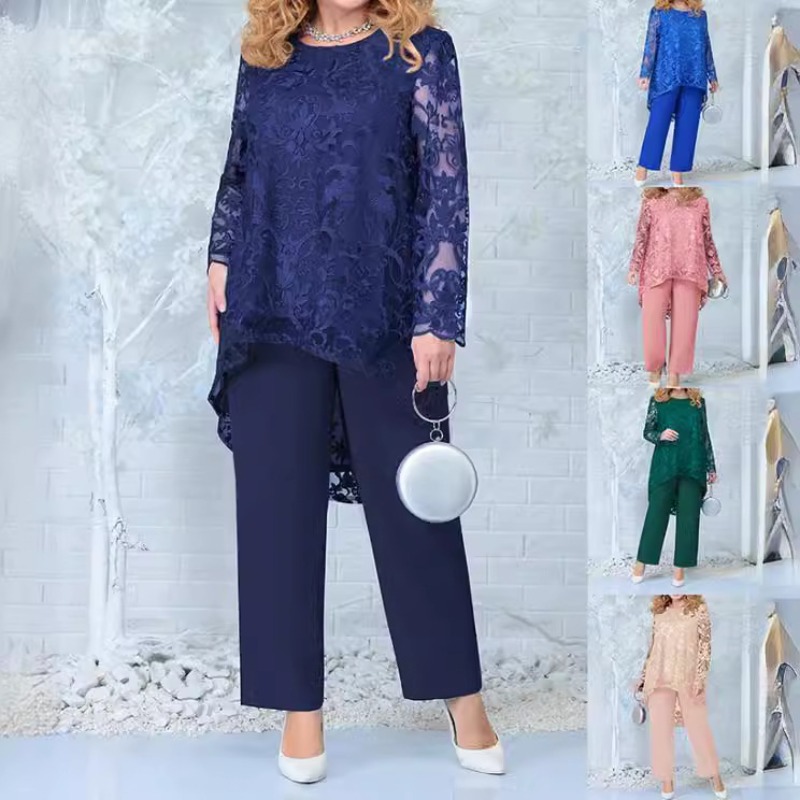 Embroidery Abaya - Damen Abendkleid Spitze Bestickte Hose Zweiteiliges