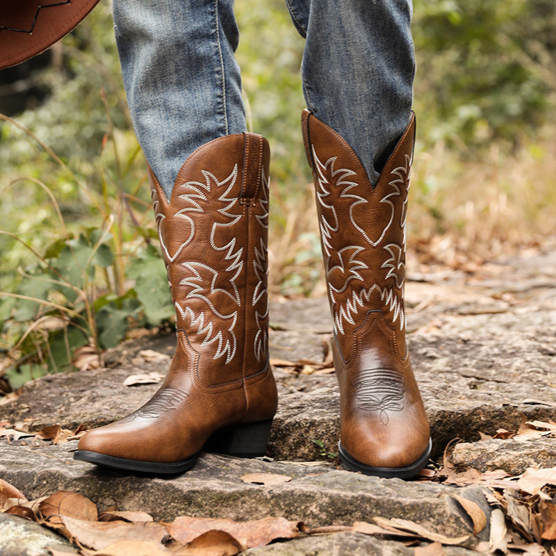 Embroidery Yes - Neue handgefertigte Cowboy-Stiefel für Herren, bestickte