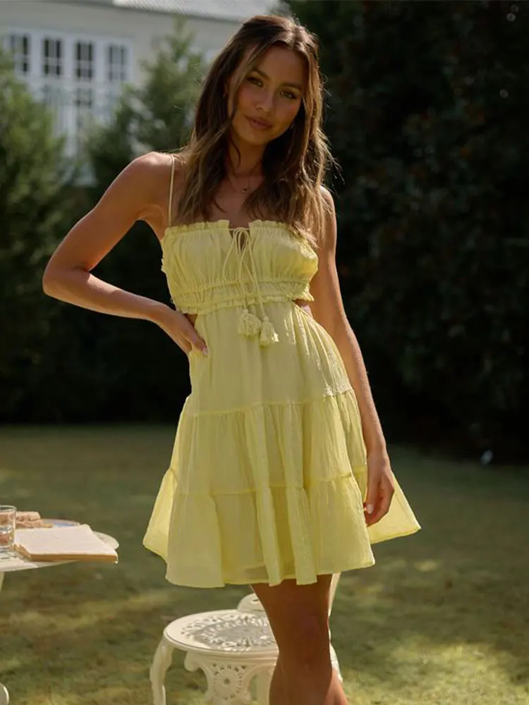 2024 neue Sommer Elegante Süße – Embroidery Yellow Dress Bewertung und Preis