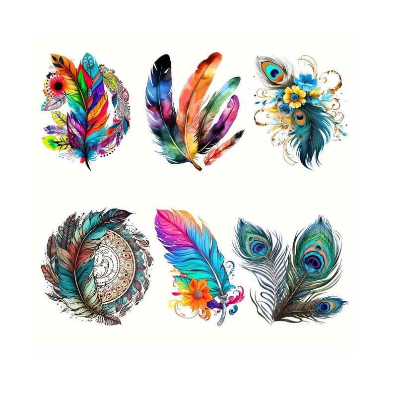 Bunte Feder-Boho-Aufnäher zum  – Embroidery Patches Bewertung und Preis
