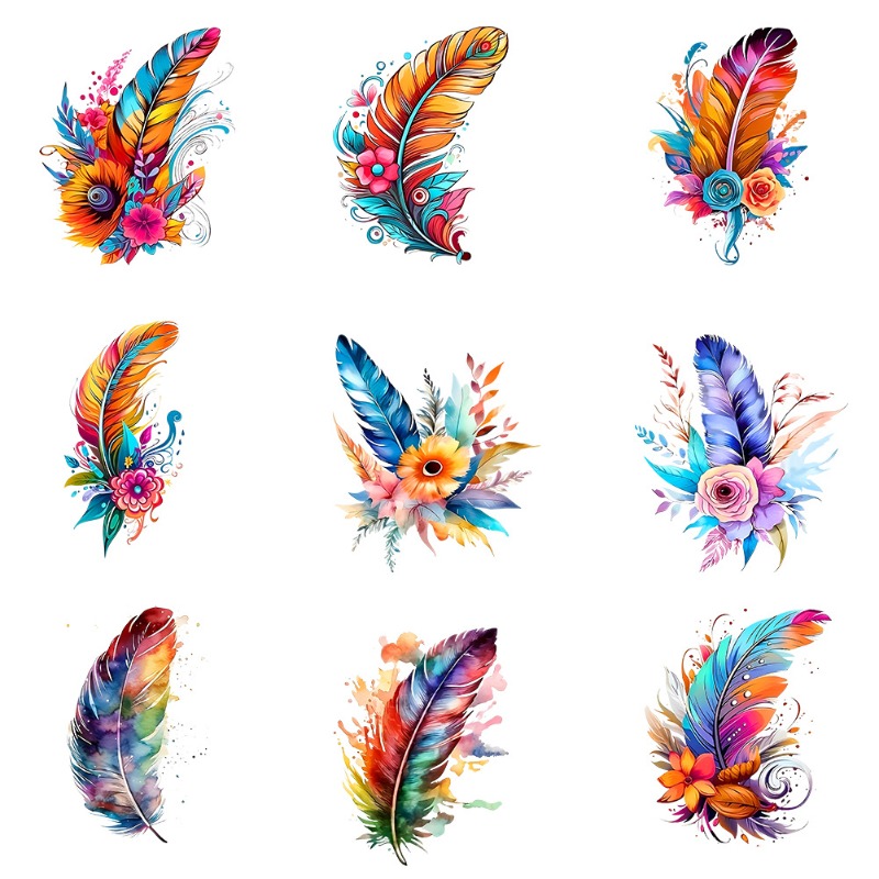 Bunte Feder-Boho-Aufnäher zum  – Embroidery Patches Bewertung und Preis