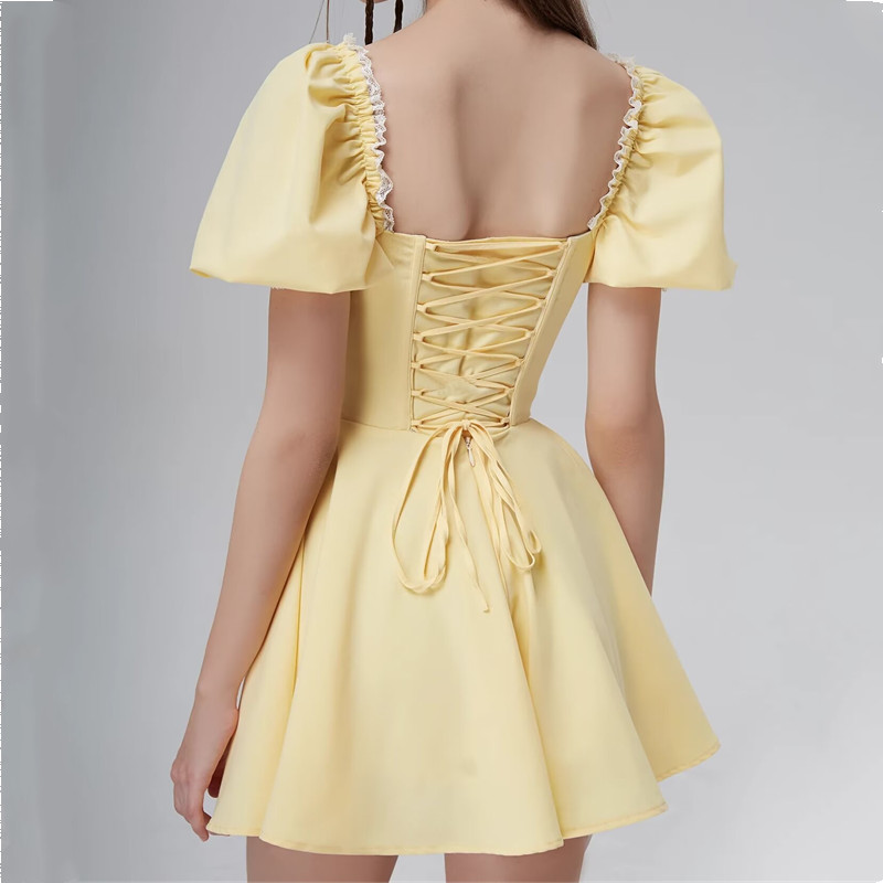 Süßes Gelbes Spitzen-Bodycon-K – Embroidery Yellow Dress Bewertung und Preis