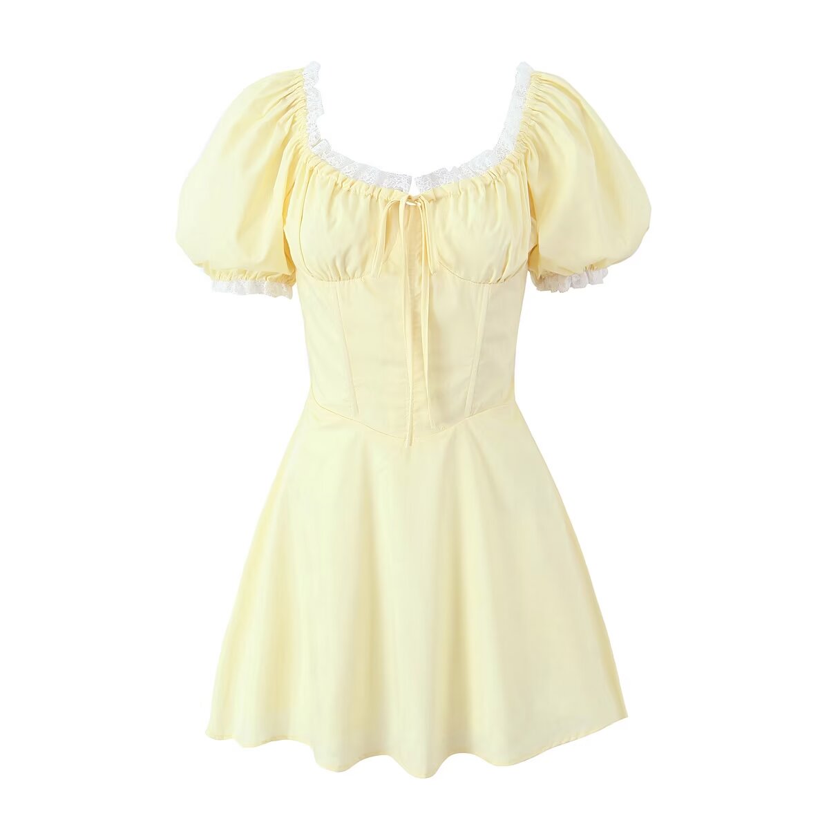 Süßes Gelbes Spitzen-Bodycon-K – Embroidery Yellow Dress Bewertung und Preis