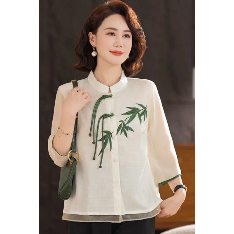 Cremeweiße Damenbluse im chine – Embroidery Cream Bewertung und Preis