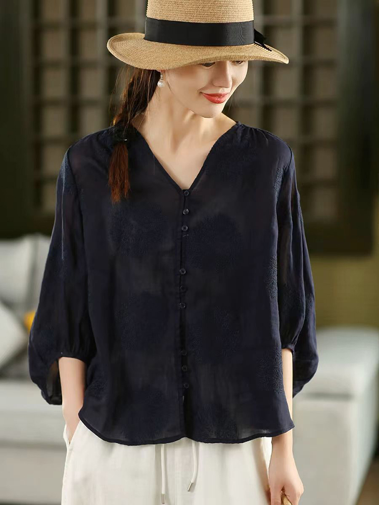 100% Ramie Frauen Casual Shirt – Embroidery Jersey Bewertung und Preis