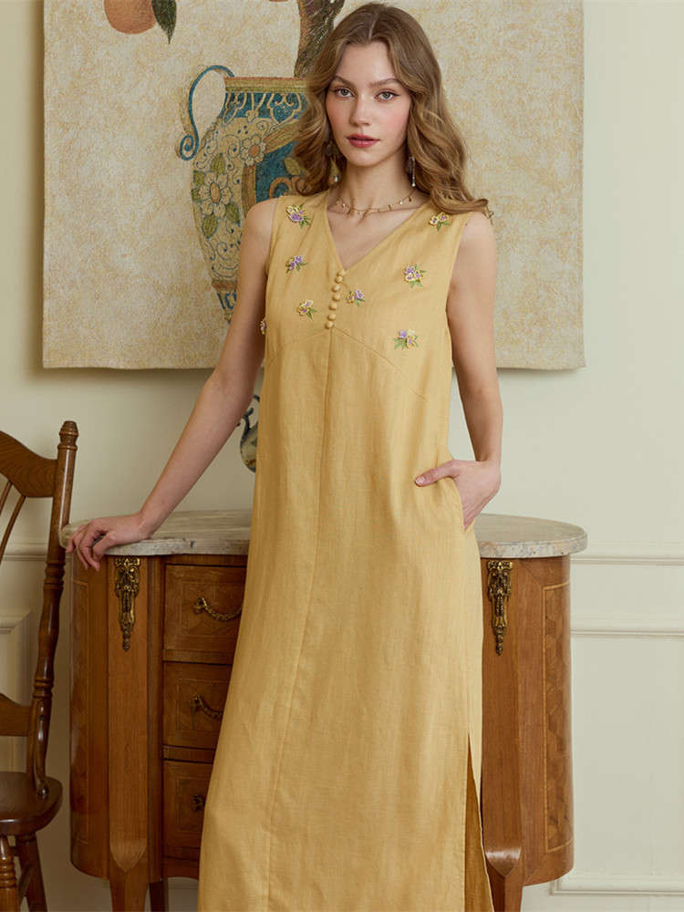 86-98 cm Brustumfang, lange So – Embroidery Yellow Dress Bewertung und Preis