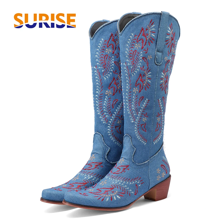 Blaue Denim Western Cowgirl Kn – Embroidery Yes Bewertung und Preis