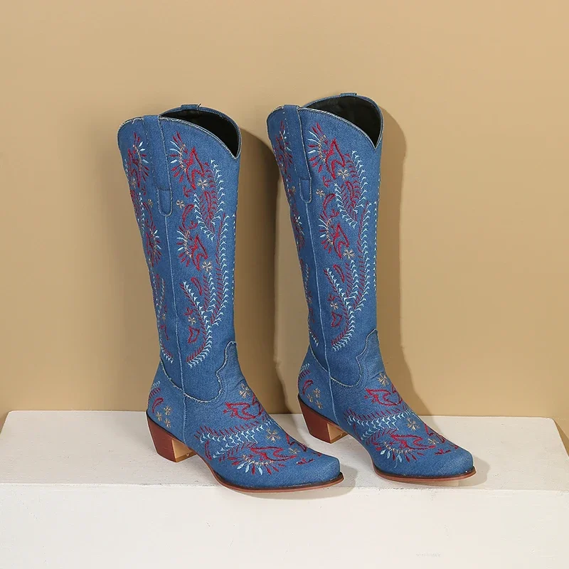 Blaue Denim Western Cowgirl Kn – Embroidery Yes Bewertung und Preis